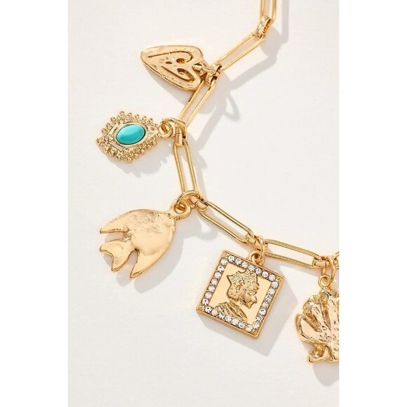 NWT Anthropologie Gold Mixed Charm Bracelet - Picture 2 of 2